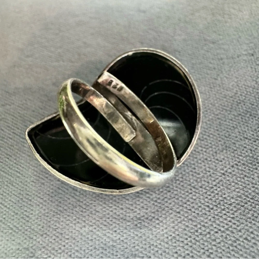 Vintage Osmena Pearl Nautilus shell Handmade statement ring 925 sterling silver